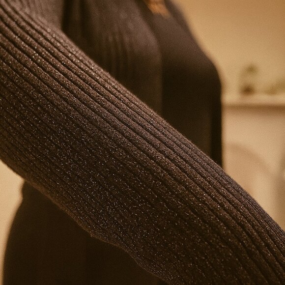 Melanie Lyne Metallic Ribbed Asymmetric Cardigan – Size M - Picture 3 of 5